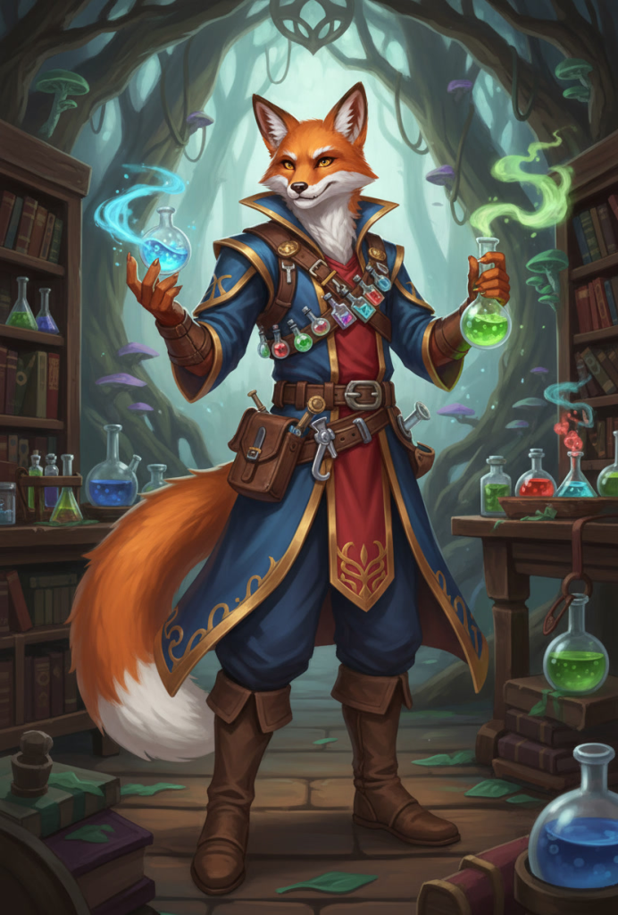 Male Kitsune Alchemist Pathfinder Wrath of the Righteous portrait