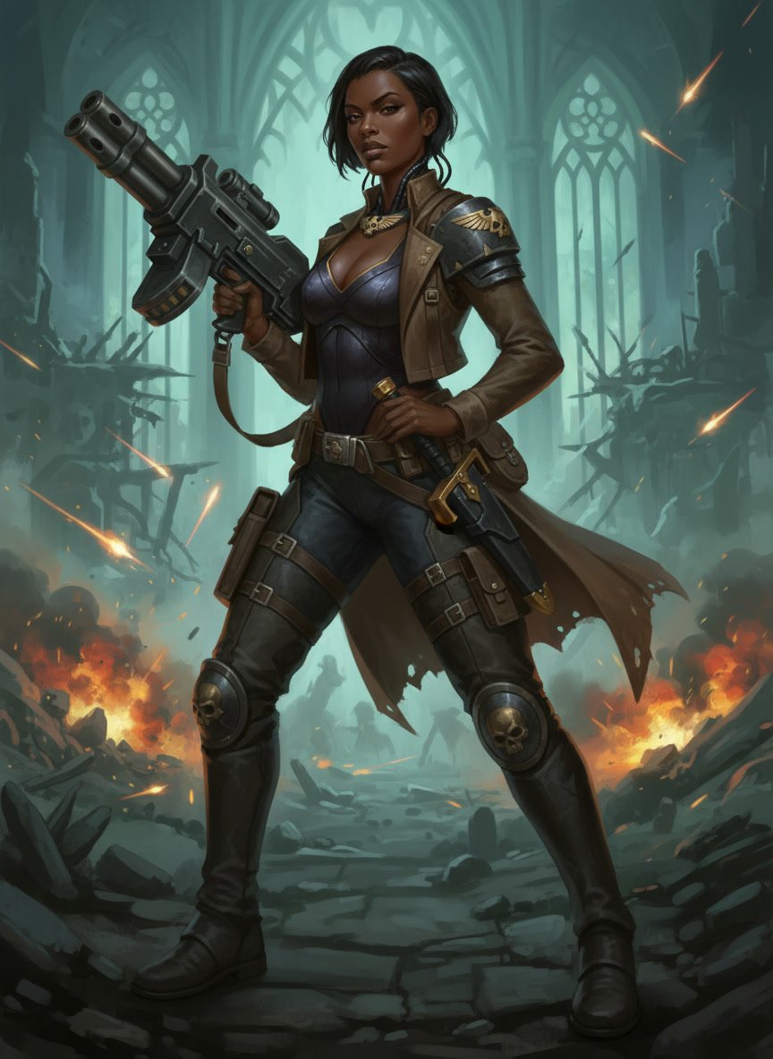 Female Soldier Warhammer 40k Rogue Trader portrait