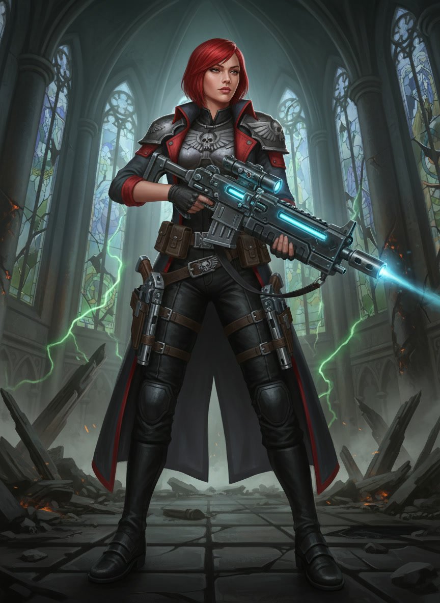 Female Soldier Warhammer 40k Rogue Trader portrait